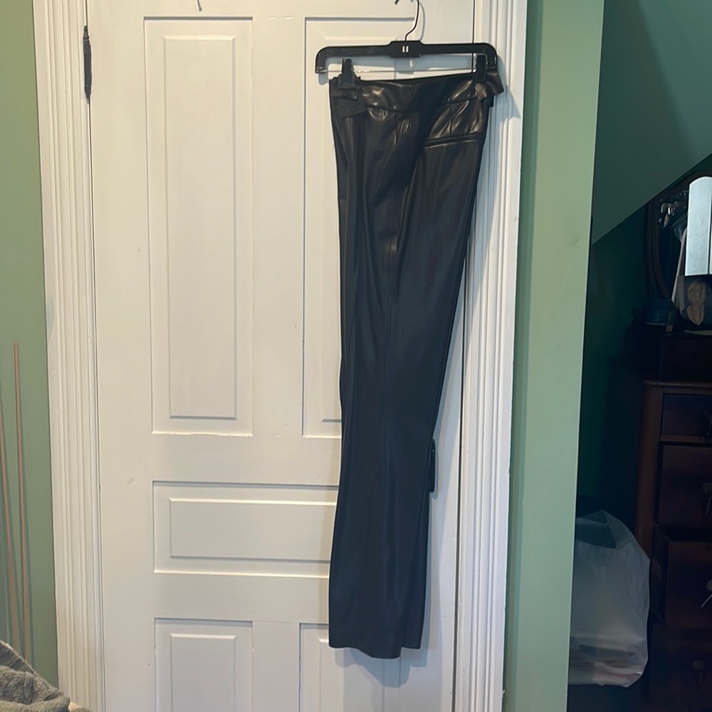 Alice and Olivia High Waisted Vegan Leather Wide Leg Pants, NWT, Size 0